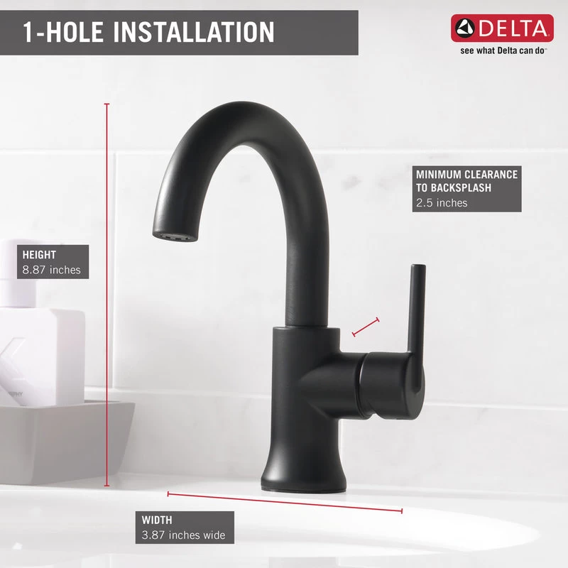 Delta Trinsic Single Handle Bathroom Faucet, Matte Black, 559HA-BL-DST 5 Delta Trinsic Single Handle Bathroom Faucet, Matte Black, 559HA-BL-DST - Image 5