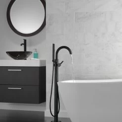 Delta Trinsic Contemporary Floor Mount Tub Filler Trim, Matte Black, T4759-BLFL -Delta Faucet Store 1b61c37d0cbf4219 1427 w800 h800 b0 p0