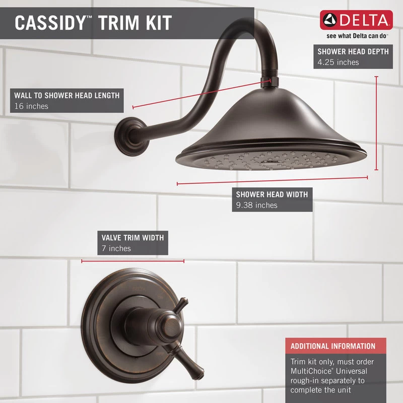 Delta Cassidy TempAssure 17T Series Shower Trim, Venetian Bronze, T17T297-RB 4 Delta Cassidy TempAssure 17T Series Shower Trim, Venetian Bronze, T17T297-RB - Image 4