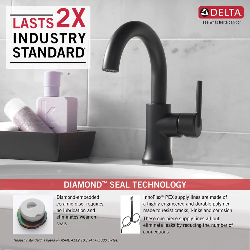 Delta Trinsic Single Handle Bathroom Faucet, Matte Black, 559HA-BL-DST 6 Delta Trinsic Single Handle Bathroom Faucet, Matte Black, 559HA-BL-DST - Image 6