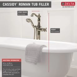 Delta Cassidy Floor Mount Tub Filler Trim - Less Handle, Polished Nickel -Delta Faucet Store 69013db60d25cd0b 1363 w800 h800 b0 p0
