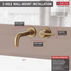 Delta Trinsic Single Handle Wall Mount Bathroom Faucet Trim, Champagne Bronze -Delta Faucet Store 70b1e1c50d25cce9 1400 w800 h800 b0 p0