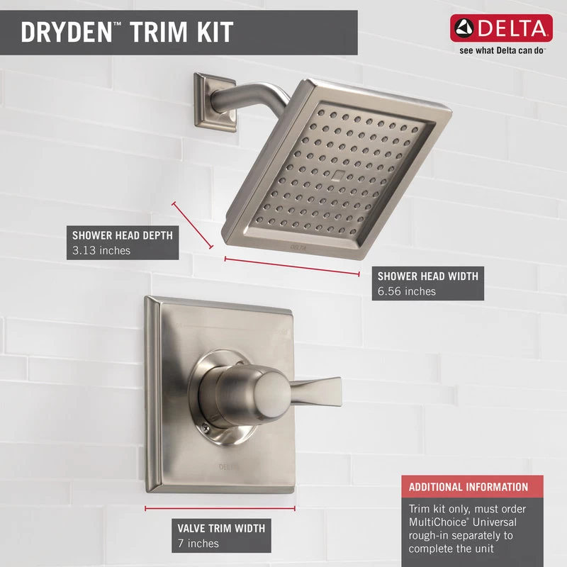 Delta Dryden Monitor 14 Series Shower Trim, Stainless, T14251-SS 5 Delta Dryden Monitor 14 Series Shower Trim, Stainless, T14251-SS - Image 5