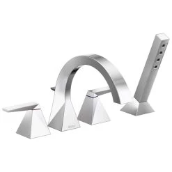 Delta Faucet - T4746-PR - Trillian™ Two-Handle Roman Tub Trim With Hand Shower