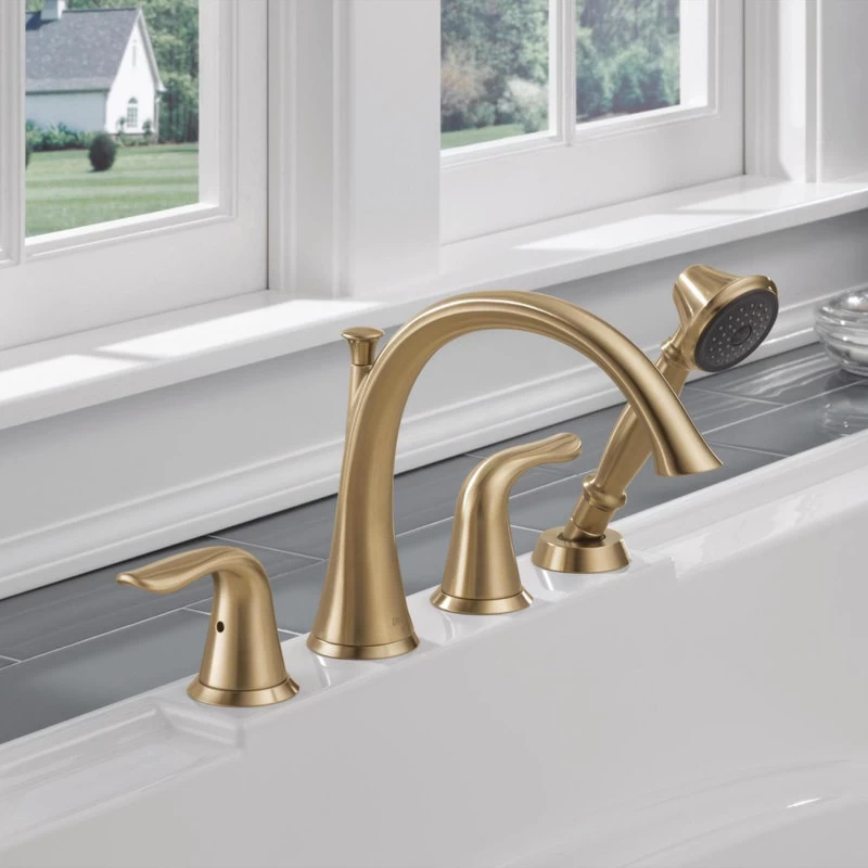 Delta T4738 Lahara Deck Mounted Roman Tub Filler Trim - Chrome 2 Delta T4738 Lahara Deck Mounted Roman Tub Filler Trim - Chrome - Image 2