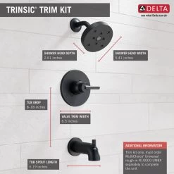 Delta Trinsic Monitor 14 Series H2Okinetic Tub & Shower Trim, Matte Black 9 Delta Trinsic Monitor 14 Series H2Okinetic Tub & Shower Trim, Matte Black -Delta Faucet Store c261b57a0cbf4264 1376 w800 h800 b0 p0