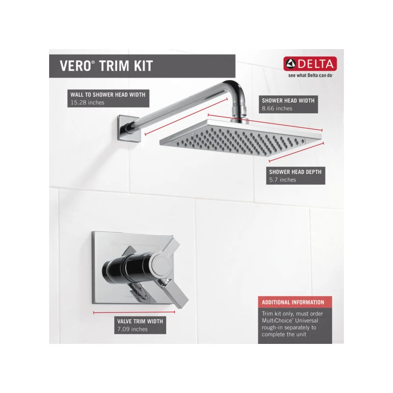 Delta Vero TempAssure 17T Series Shower Trim, Chrome, T17T253 3 Delta Vero TempAssure 17T Series Shower Trim, Chrome, T17T253 - Image 3