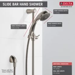Delta Premium 3-Setting Slide Bar Hand Shower, Stainless, 57014-SS -Delta Faucet Store d0519b3f0cbf41bf 8913 w800 h800 b0 p0