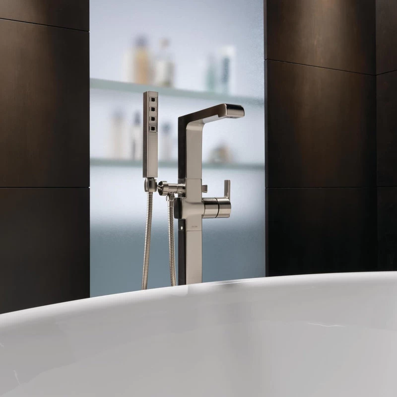 Delta T4767-FL Ara Floor Mounted Tub Filler - Matte Black 4 Delta T4767-FL Ara Floor Mounted Tub Filler - Matte Black - Image 4