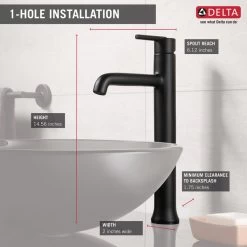 Delta Trinsic Single Handle Vessel Bathroom Faucet, Matte Black, 759-BL-DST -Delta Faucet Store dd5178a30d25cfda 1390 w800 h800 b0 p0